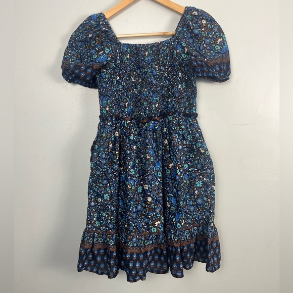 Vineyard Vines Girls puff sleeve Smocked dress fenwick paisley navy size 10-12 - Picture 6 of 11
